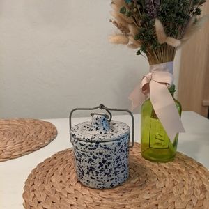 Blue Speckled Stoneware Crock, Vintage